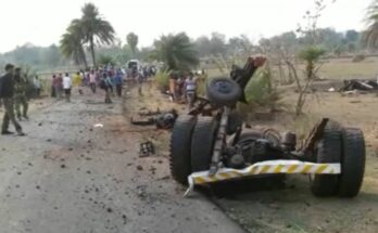 A conceptual image depicting security forces conducting anti-naxal operations and clearing hidden IEDs in the dense forests of Bastar.