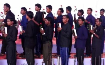 A conceptual image depicting surrendered weapons and security personnel highlighting the major Bastar Naxal surrender in Chhattisgarh.