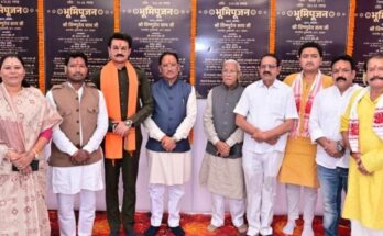 Chief Minister Vishnu Deo Sai performing the ground-breaking ceremony for 6 new development projects worth Rs 19.51 crore in Jashpur district.