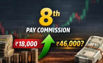 Indian currency notes with a rising graph conceptualizing the upcoming central government employees salary hike and DA increase.