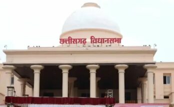 Opposition leaders protesting and staging a walkout inside the Chhattisgarh Assembly over paddy procurement and Bastar farmers' issues.
