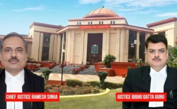 A conceptual image representing the Chhattisgarh High Court order with a judge's gavel and law books, symbolizing justice and institutional integrity.