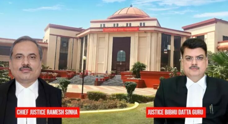 A conceptual image representing the Chhattisgarh High Court order with a judge's gavel and law books, symbolizing justice and institutional integrity.