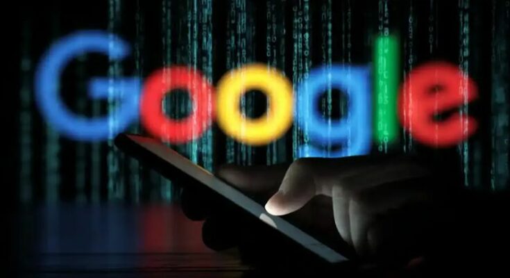 A cyber security concept showing a laptop screen with a restricted search warning and legal consequences.