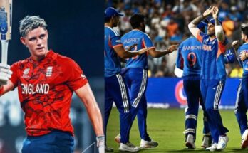 Indian cricket team celebrating their victory over England in the T20 World Cup 2026 semifinal at Wankhede Stadium.