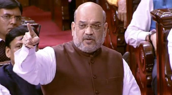 A conceptual image showing the Indian Parliament building and Union Home Minister Amit Shah, highlighting the Lok Sabha discussion on Naxalism eradication.