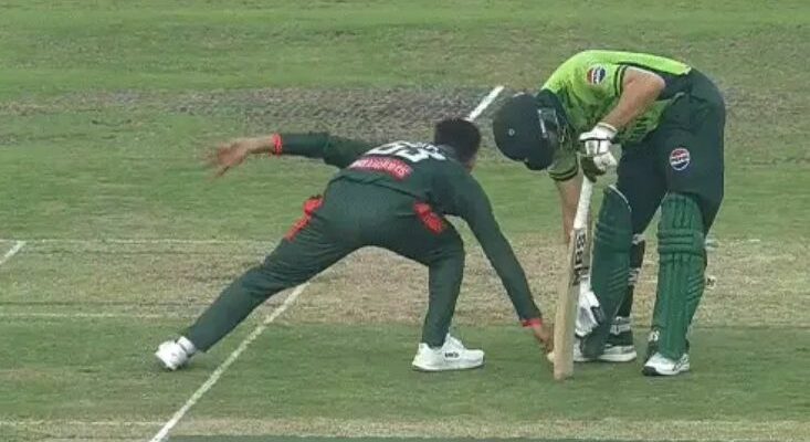 Pakistan cricket team captain Salman Ali Agha engaged in a heated on-field discussion during the Pakistan vs Bangladesh ODI match, highlighting the latest cricket controversy.