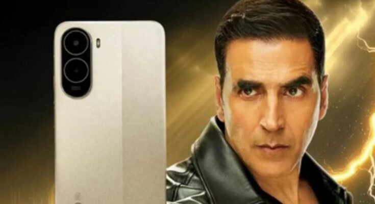 A stylish conceptual image showing the front and back design of the new Poco C85x 5G smartphone with a battery graphic highlighting its massive 6300mAh capacity.