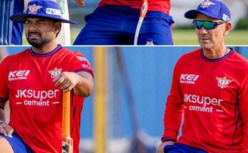 Lucknow Super Giants captain Rishabh Pant playing a shot, with Nicholas Pooran in the background, highlighting the batting order change for IPL 2026.