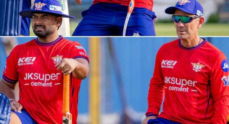 Lucknow Super Giants captain Rishabh Pant playing a shot, with Nicholas Pooran in the background, highlighting the batting order change for IPL 2026.