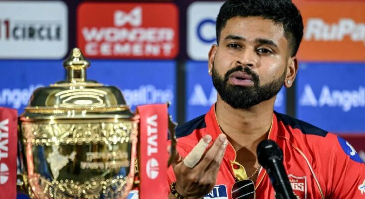 Punjab Kings captain Shreyas Iyer addressing the media during the jersey launch event in Mohali ahead of IPL 2026.