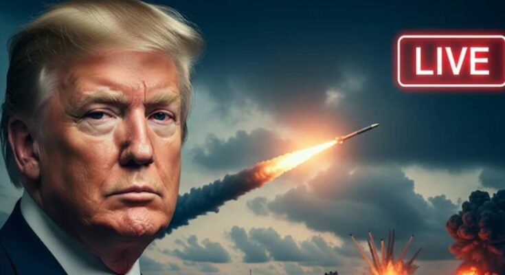 A conceptual geopolitical image showing the Middle East map with US and Iran flags highlighting the oil crisis in the Strait of Hormuz.