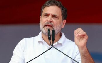 Congress leader Rahul Gandhi addressing a public rally, fiercely criticizing the central government over the proposed US trade deal and its impact on Indian farmers.