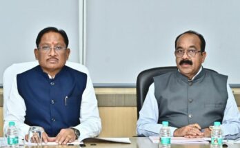 CM Vishnu Deo Sai chairing a PWD review meeting regarding road construction quality in Raipur, Chhattisgarh.