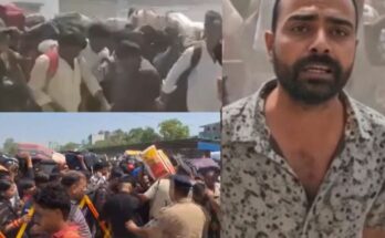 पश्चिम बंगाल चुनाव प्रचार का दृश्य और एक तरफ खड़ा प्रवासी मजदूर और रसोई गैस सिलेंडर