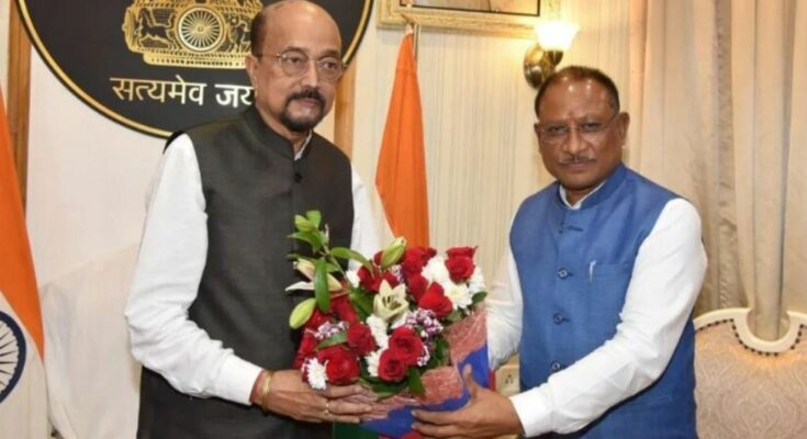 A conceptual image highlighting the CG Anti Conversion Law, showing a signed legal document representing the Freedom of Religion Bill alongside a gavel and the emblem of the Chhattisgarh state government.