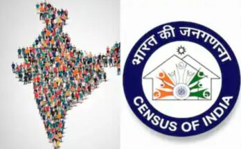 A conceptual image highlighting CG Census 2027, showing a census worker visiting a house in Chhattisgarh with a checklist of 33 survey questions.