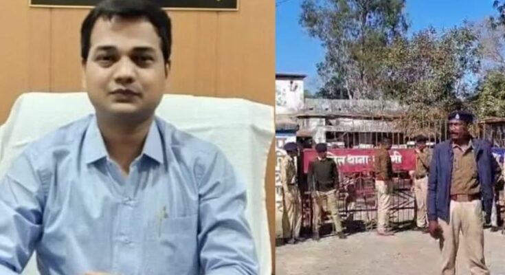 A conceptual image showing police investigation and a legal gavel, highlighting the 3-day police remand of the former SDM in the Hanspur murder case.