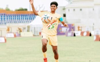 A conceptual image highlighting the inspiring journey of CG star footballer Kiran Pisda, from playing in local tribal games to representing international clubs in Europe.