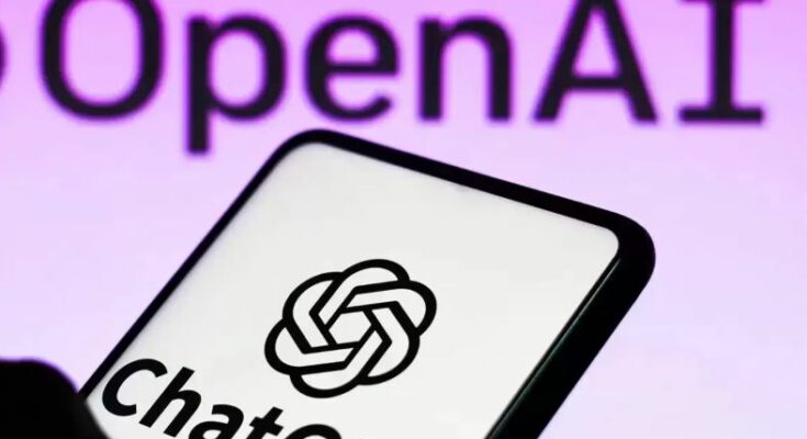 एक लैपटॉप स्क्रीन जिस पर चैटजीपीटी का लोगो है और स्क्रीन से बाहर निकलती हुई एक बेहद यथार्थवादी एआई जनरेटेड रंगीन 3D तस्वीर