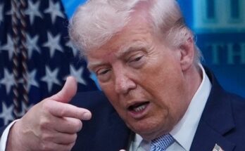 A conceptual image highlighting the Donald Trump Tariff, showing the 47th US President Donald Trump issuing a warning, with cargo ships, weapons, and a 50 percent tax sign in the background.