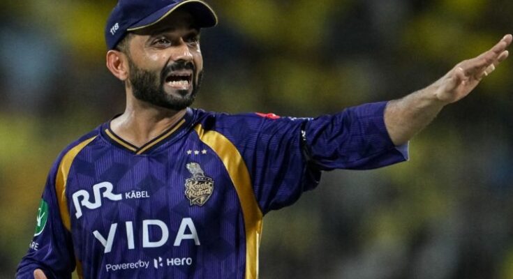 कोलकाता नाइट राइडर्स के कप्तान अजिंक्य रहाणे का निराश और परेशान चेहरा