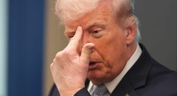 A conceptual image highlighting the Iran US War Live, showing US President Donald Trump giving a stern speech, with missiles launching and the Strait of Hormuz in the background.