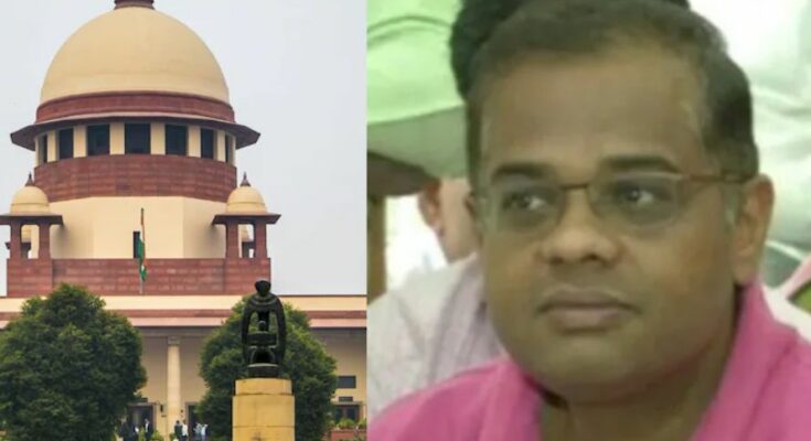 सुप्रीम कोर्ट का भवन और बैकग्राउंड में अमित जोगी का चिंतित चेहरा