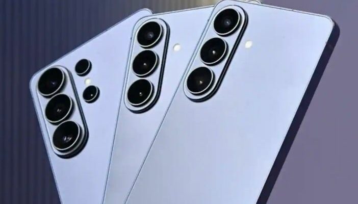 A conceptual image showing the upcoming Samsung Galaxy S26 FE smartphone with its sleek design, highlighting leaked specs like a 50MP camera and Exynos 2500 processor.