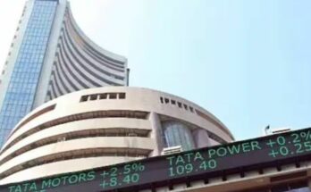A conceptual image highlighting Share Market Prediction, showing a stock market graph fluctuating with symbols of global factors like oil barrels and a bull and bear.