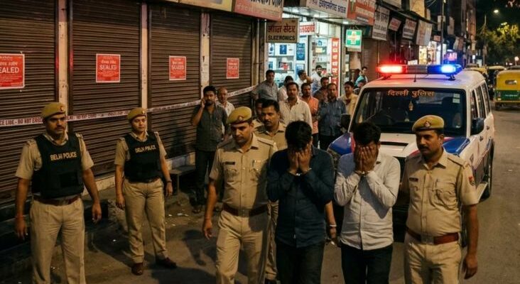 A conceptual image highlighting the UP Police action, showing police officials putting a lockdown seal on an illegal spa center in Rampur to stop prostitution.