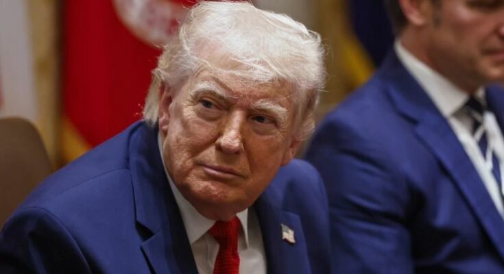 A conceptual image highlighting the US Iran Conflict, showing US President Donald Trump issuing a strict warning alongside an Iranian oil facility and military elements.