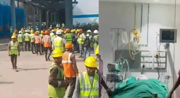 वेदांता पावर प्लांट ब्लास्ट में घायल मजदूरों को ले जाती एम्बुलेंस और अस्पताल का दृश्य