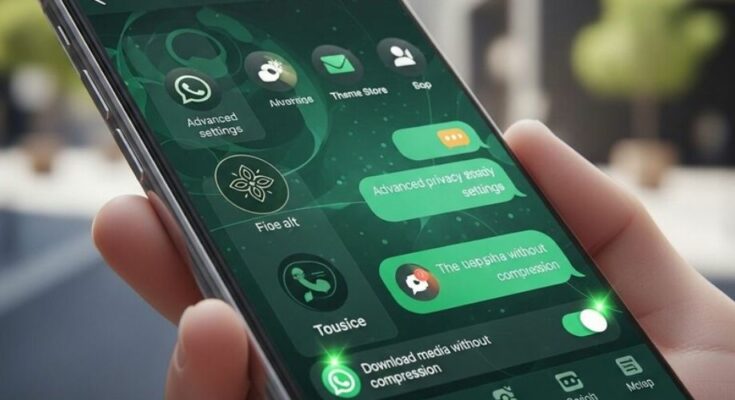 एक स्मार्टफोन की स्क्रीन जिस पर WhatsApp Plus का सुनहरा (Golden) लोगो बना हुआ है और साथ में एक क्रेडिट कार्ड रखा है